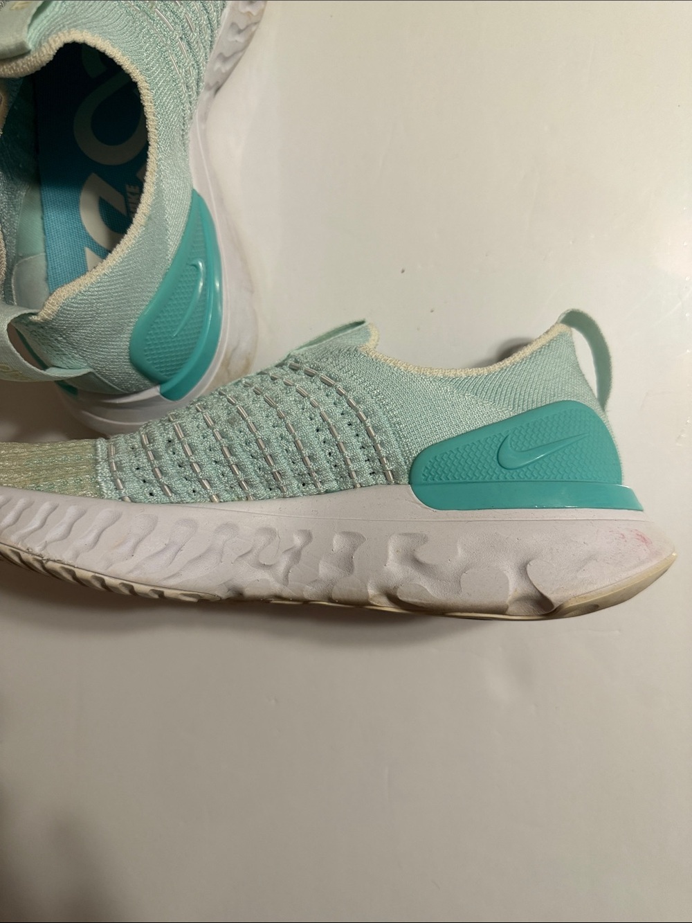 Nike React Phantom Run Flyknit 2 Teal Tint Aurora Mint Green Slip On Sneakers - Picture 6 of 8